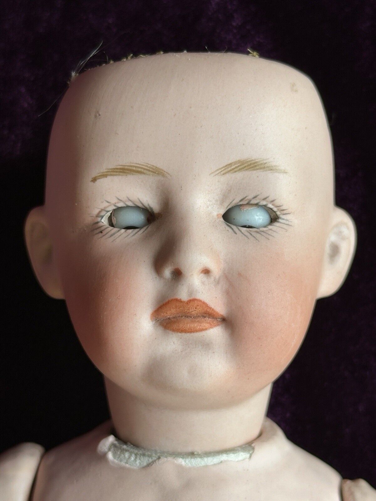 Antique German 10” Gebruder Heubach 6970 Bisque Pouty Closed Mouth Baby Doll