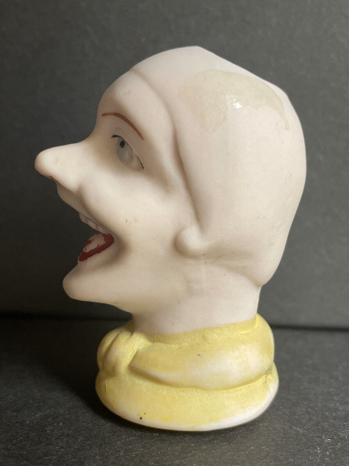Antique German Bisque 2” Miniature Hertwig (?) Clown Head Only