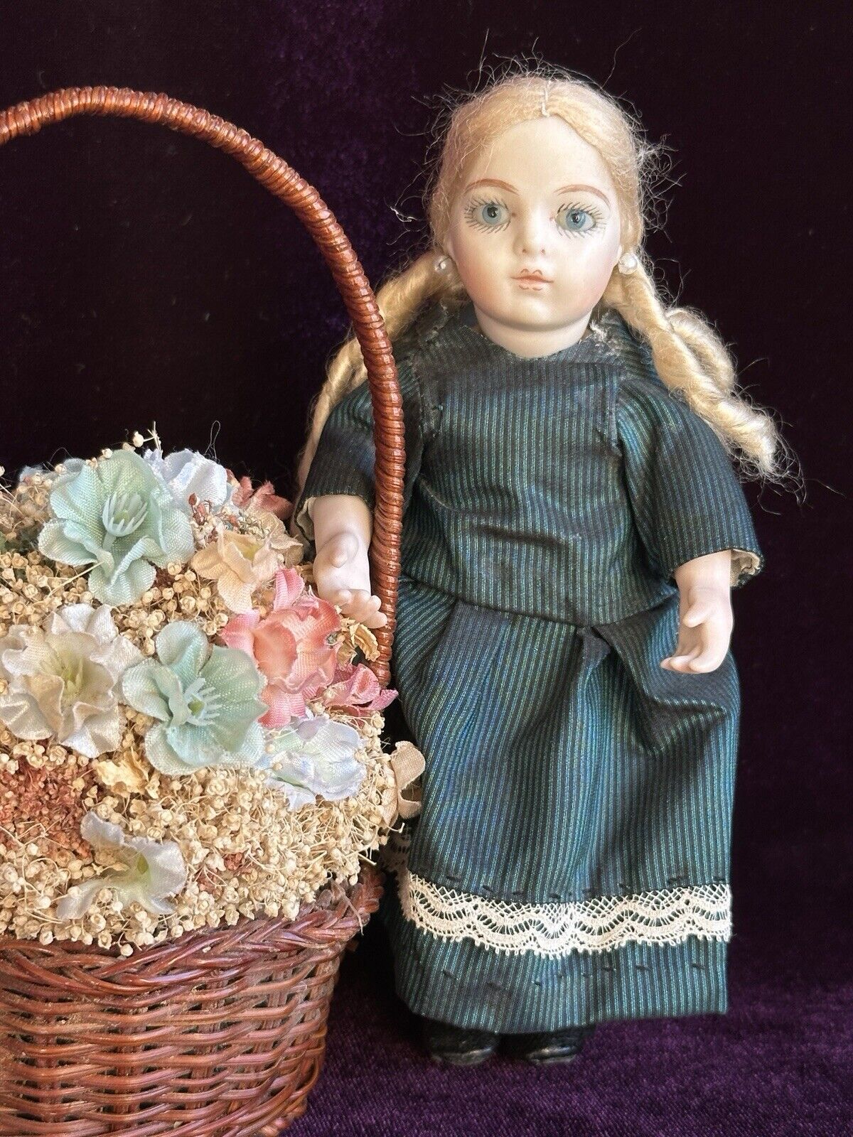 Collectible 6” Miniature Porcelain Bru Jne Repro Doll by Artist Cathy Hansen