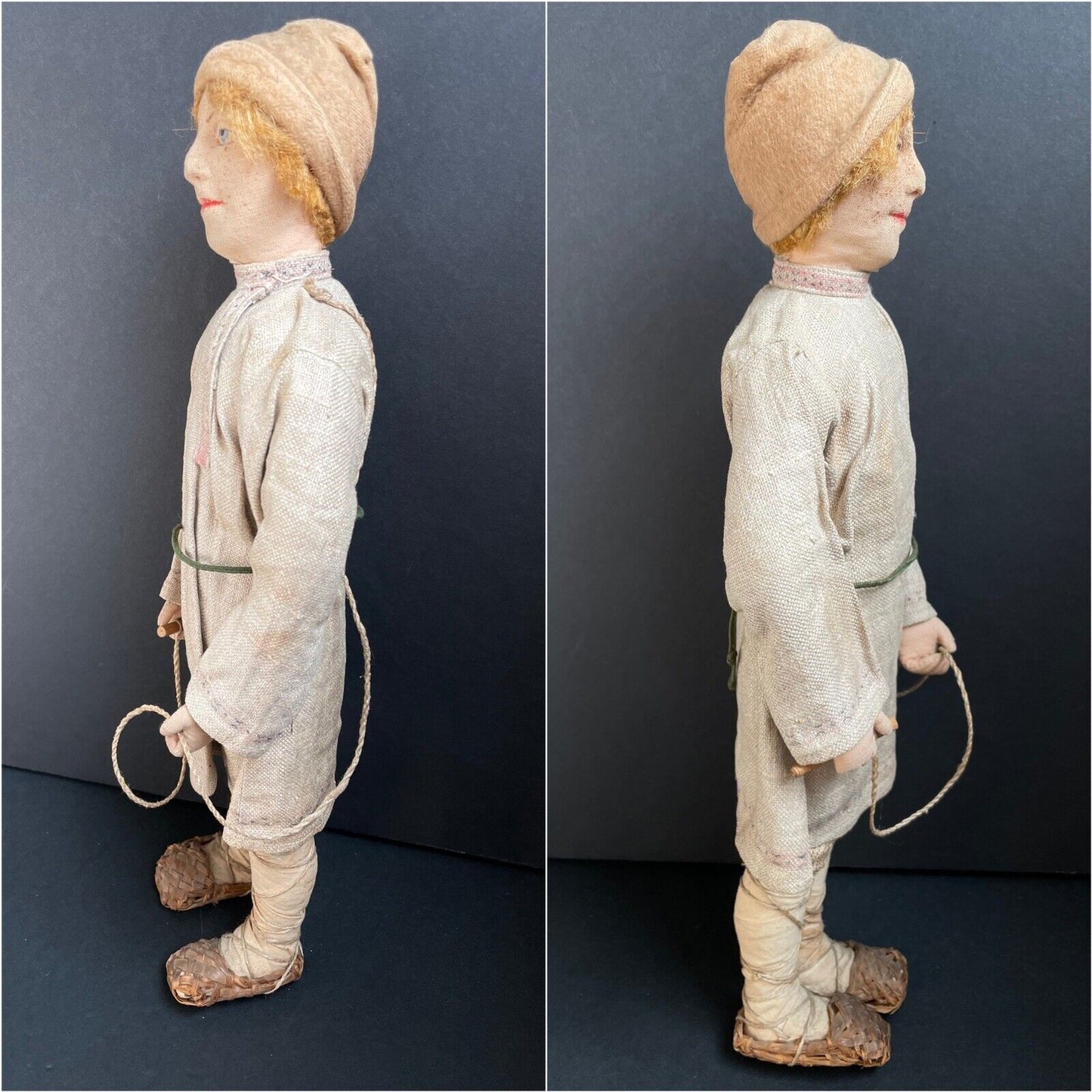Antique USSR 15” Cloth Stockinette Village Boy Doll