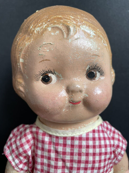 Antique 13” Early Horsman Composition/Cloth Campbell Kid Doll Marked Rare