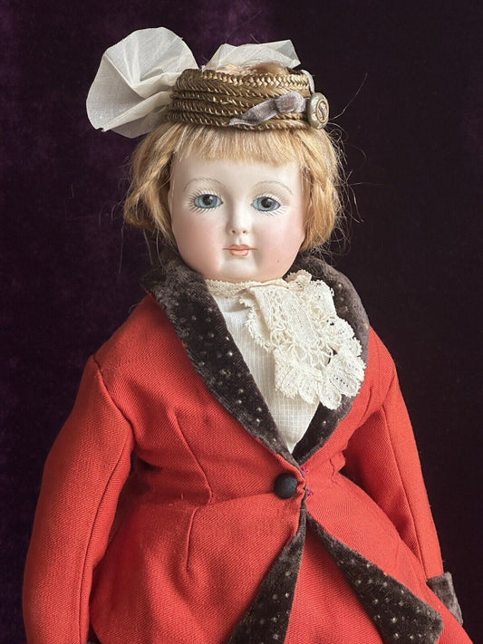 Vintage 15” Reproduction of Antique French Huret Fashion Doll with Glass Eyes