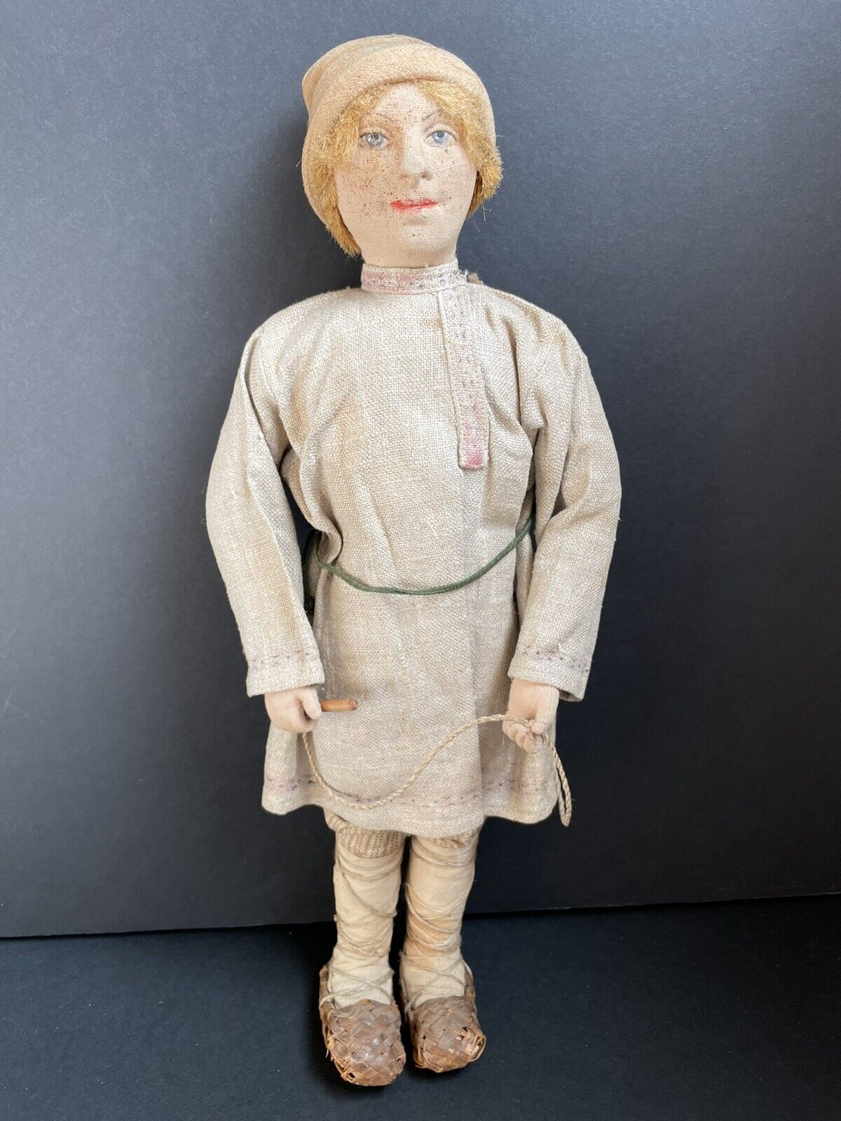 Antique USSR 15” Cloth Stockinette Village Boy Doll