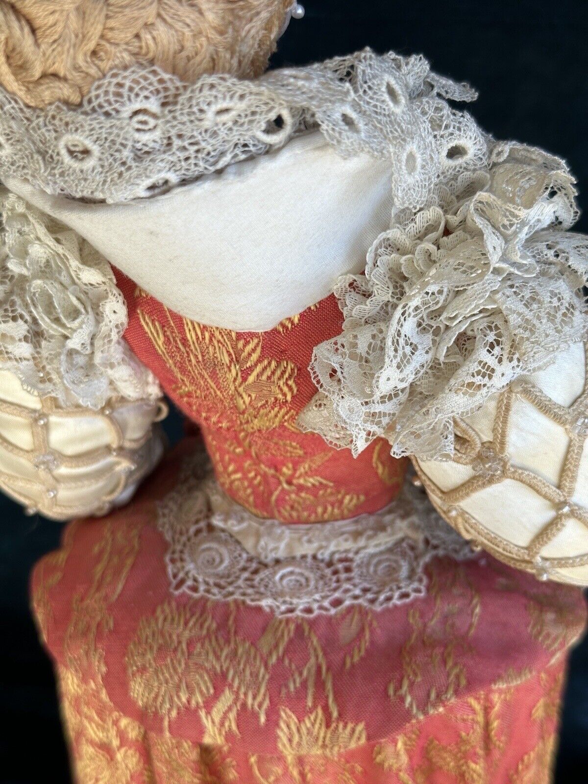 OOAK Artist Vintage 23” Polymer Clay (?) and Cloth Portrait Royal Lady Doll