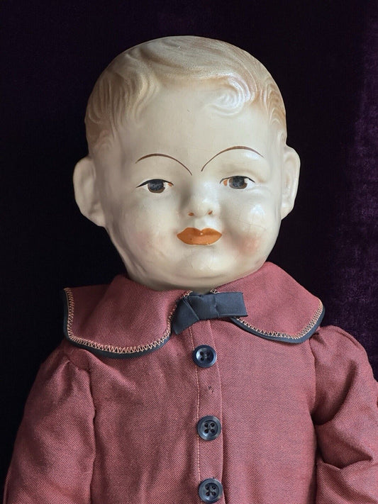 Antique 25” Elektra American Toy & Novelty Company (?) Composition Boy Doll