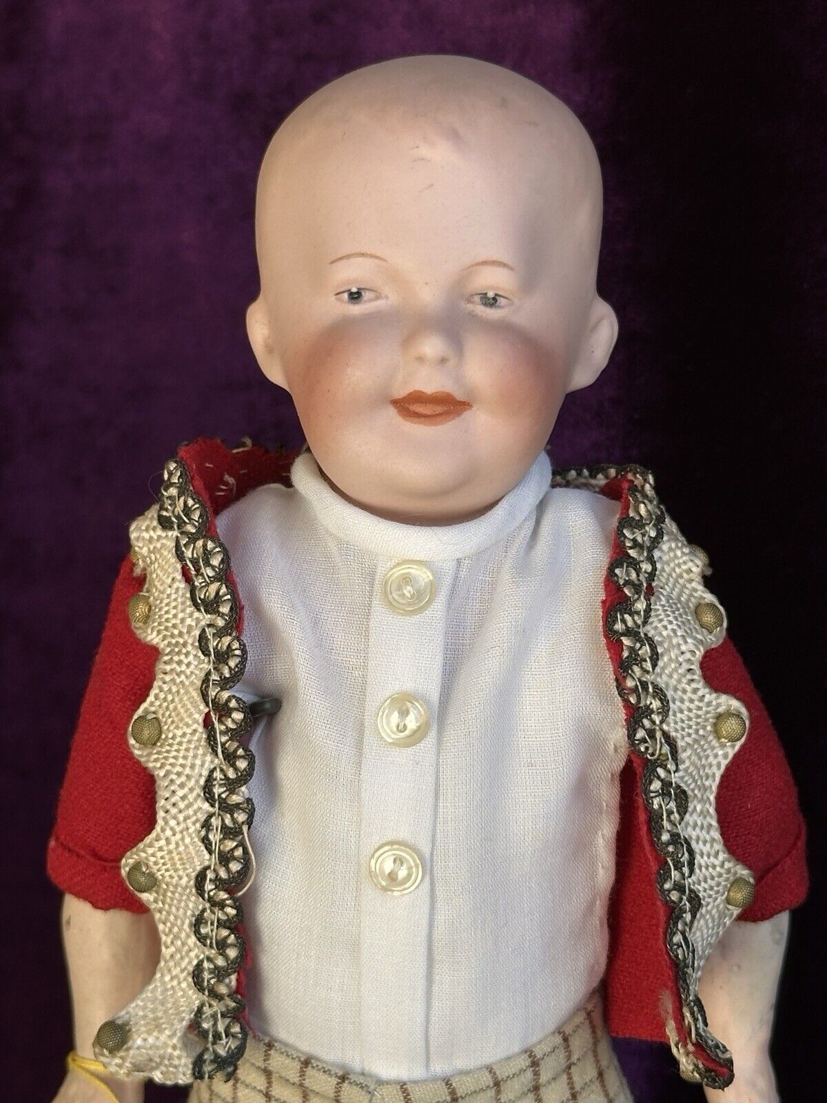 Antique German 11” Gebruder Heubach 7647 Bisque Shoulder Head Character Boy Doll