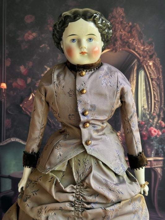 Antique German 23” Alt Beck Gottschalk (?) China Shoulder Head Victorian Doll