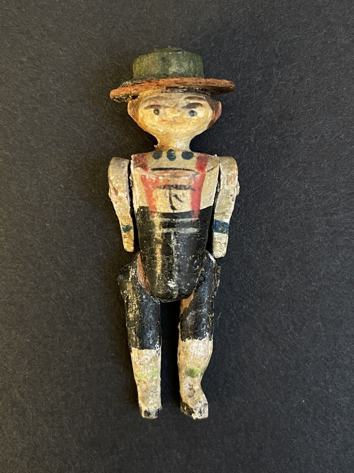 Antique German Grodnertal Miniature Wood Carved Peg Jointed Doll