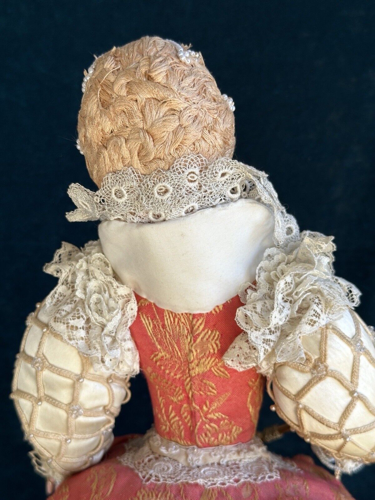 OOAK Artist Vintage 23” Polymer Clay (?) and Cloth Portrait Royal Lady Doll