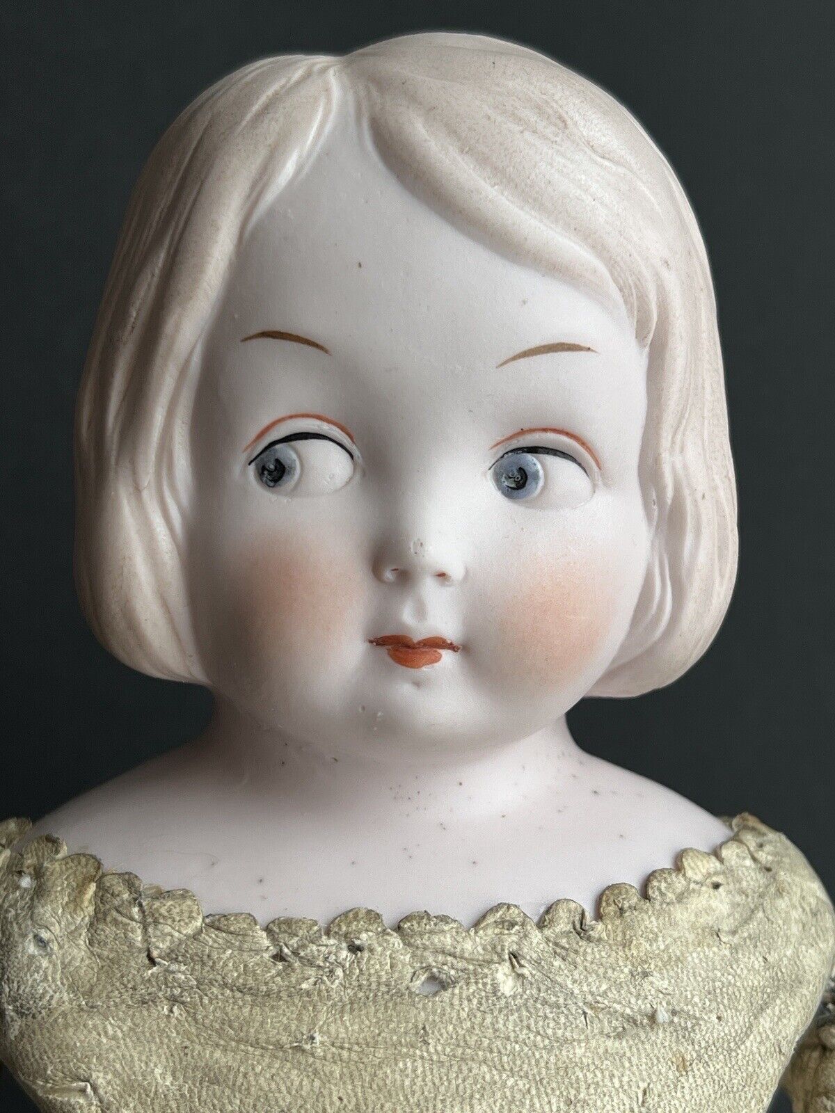 Antique German Gebruder Heubach (?) Bisque Shoulder Head Googly Eye Doll