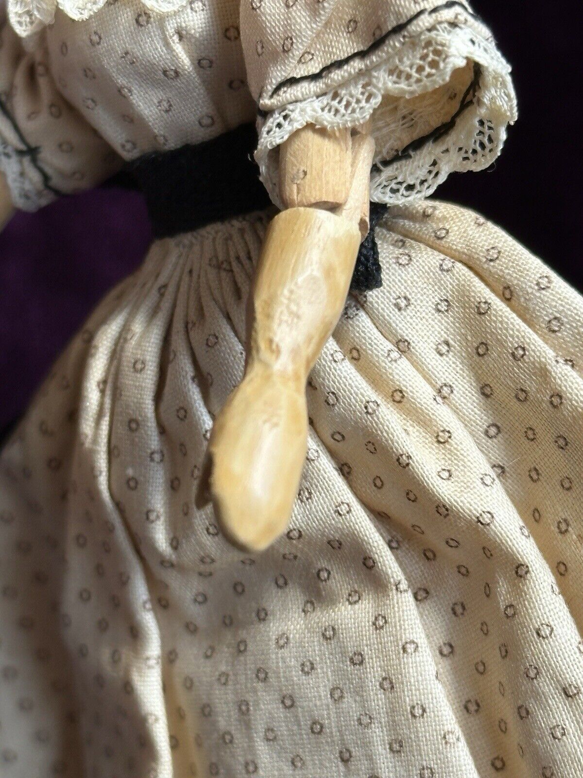 Vintage 6.5” Carved Wood Jointed Doll with Tuck Comb by Artist Sherman Smith