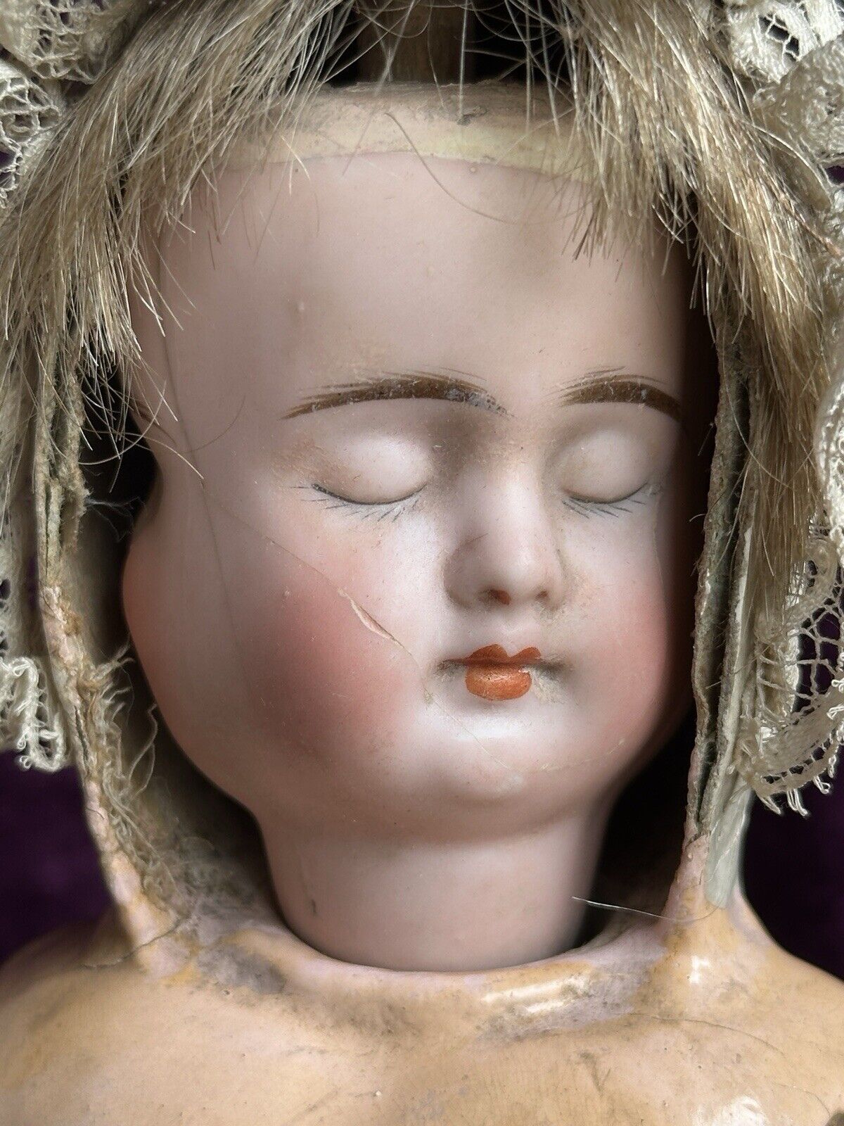 Antique German Carl Bergner 3-Faces Multifaceted Bisque Head Doll