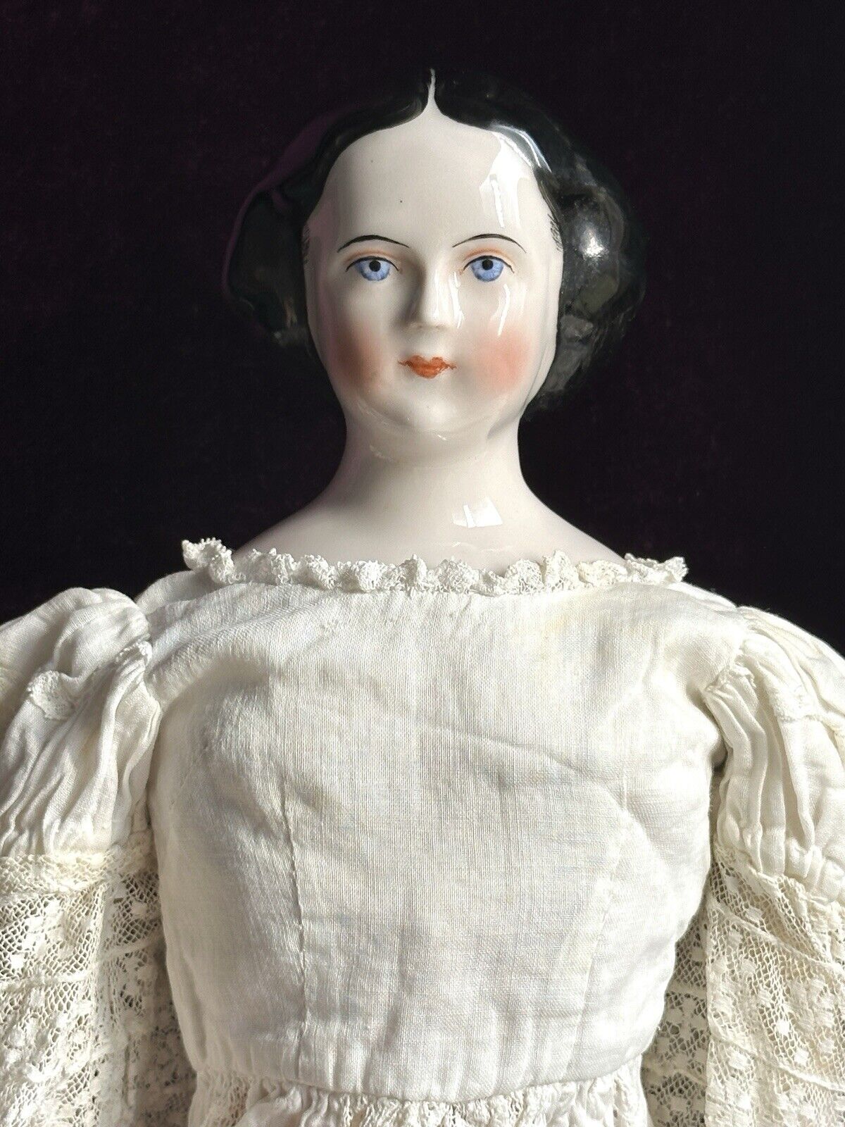 Vintage Reproduction of Antique German Jenny Lind China Head Doll by Emma Clear