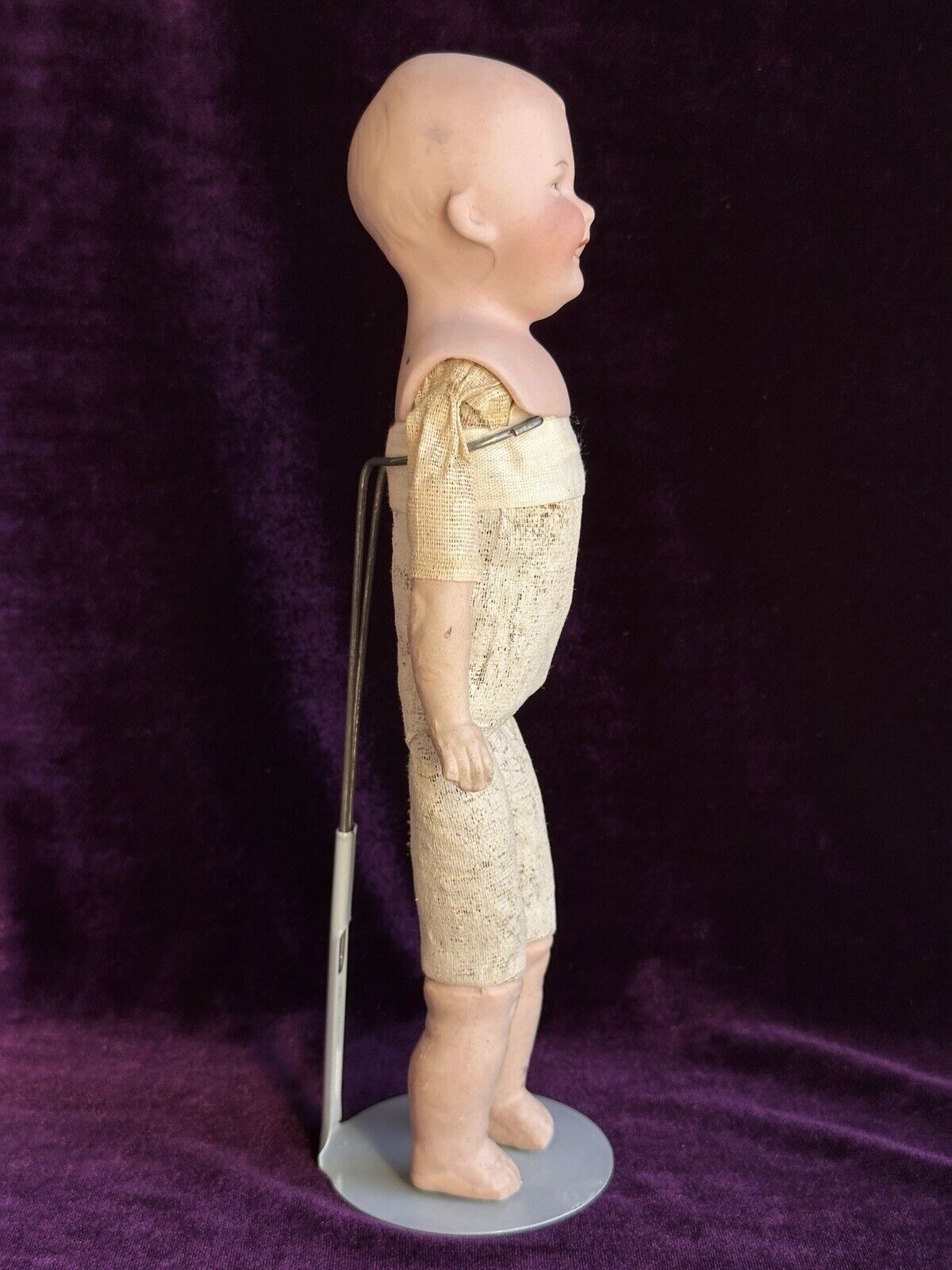 Antique German 11” Gebruder Heubach 7647 Bisque Shoulder Head Character Boy Doll