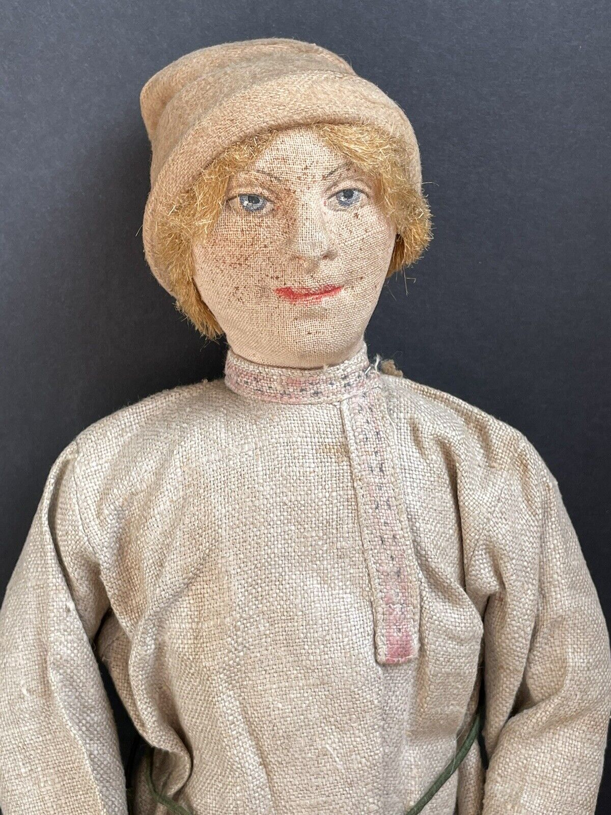 Antique USSR 15” Cloth Stockinette Village Boy Doll