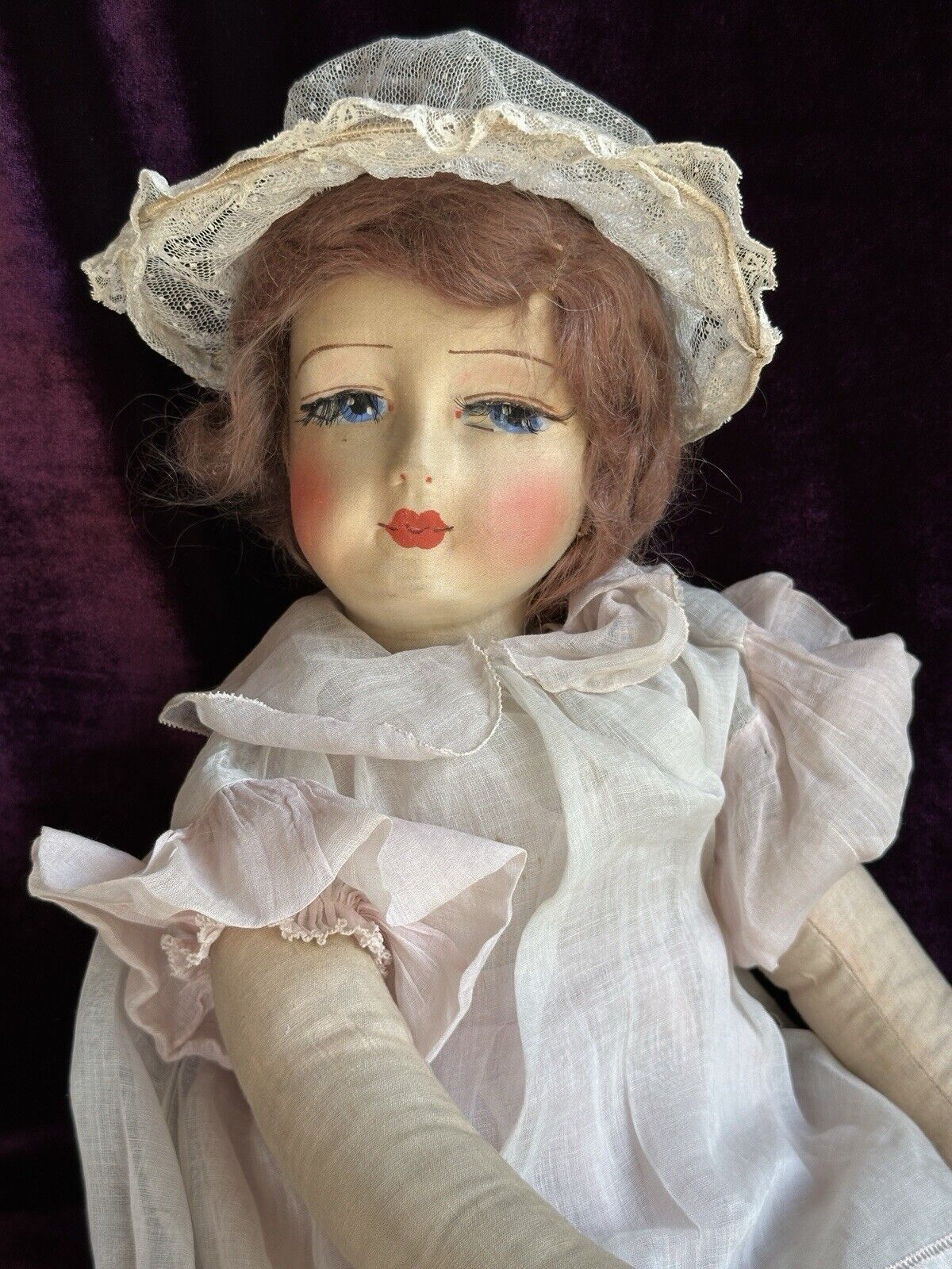 Antique/Vintage American Blossom 25” Boudoir Cloth Girl Doll