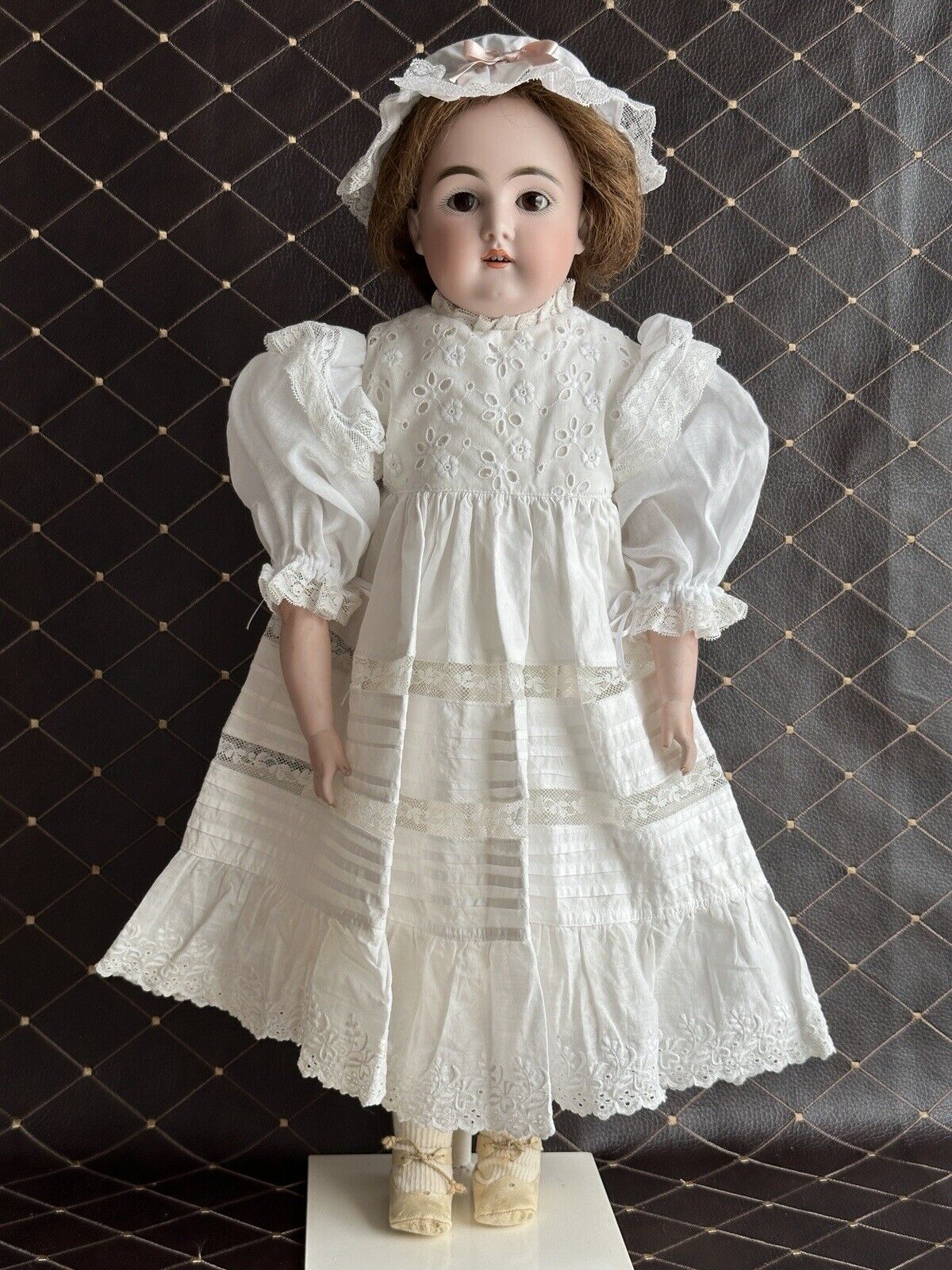 Antique German 22” Kestner Bisque Shoulder Head Leather Body Doll