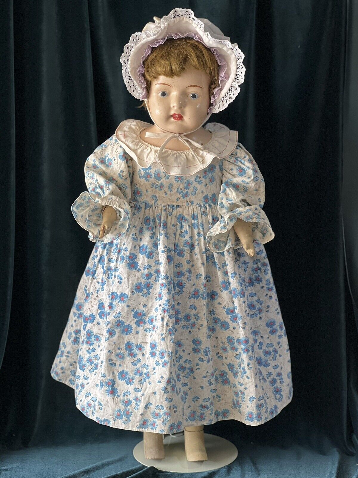 Antique 1920’s Wooden & Composition Babs The Walking 27” Doll by Harry H Coleman