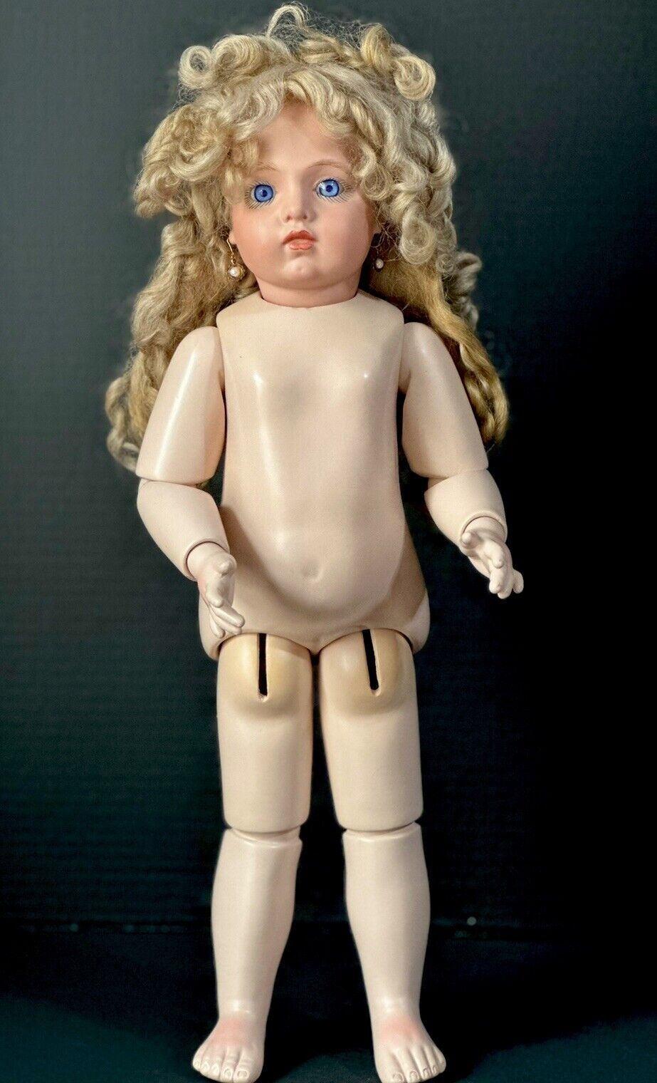 Collectible Artist Reproduction Of Bru Jne 19” Doll Porcelain Head Seeley Body