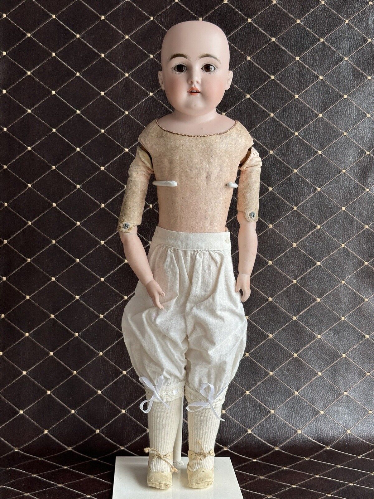 Antique German 22” Kestner Bisque Shoulder Head Leather Body Doll