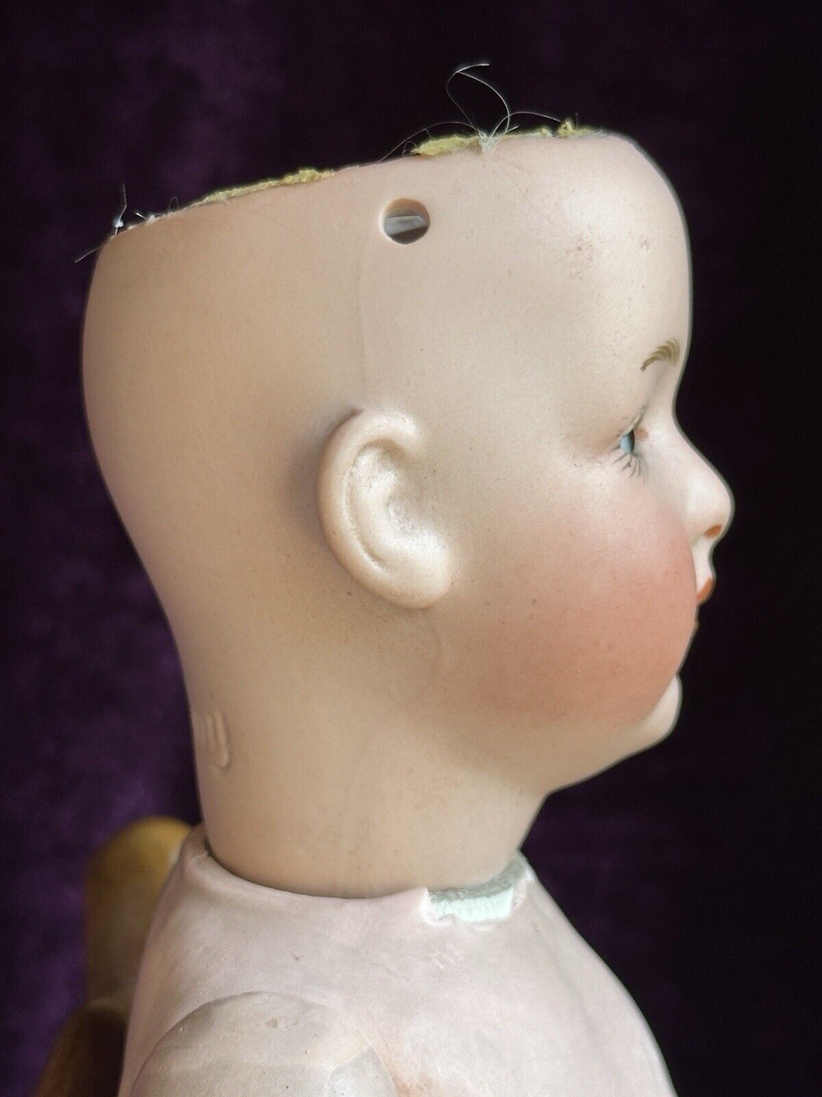 Antique German 10” Gebruder Heubach 6970 Bisque Pouty Closed Mouth Baby Doll