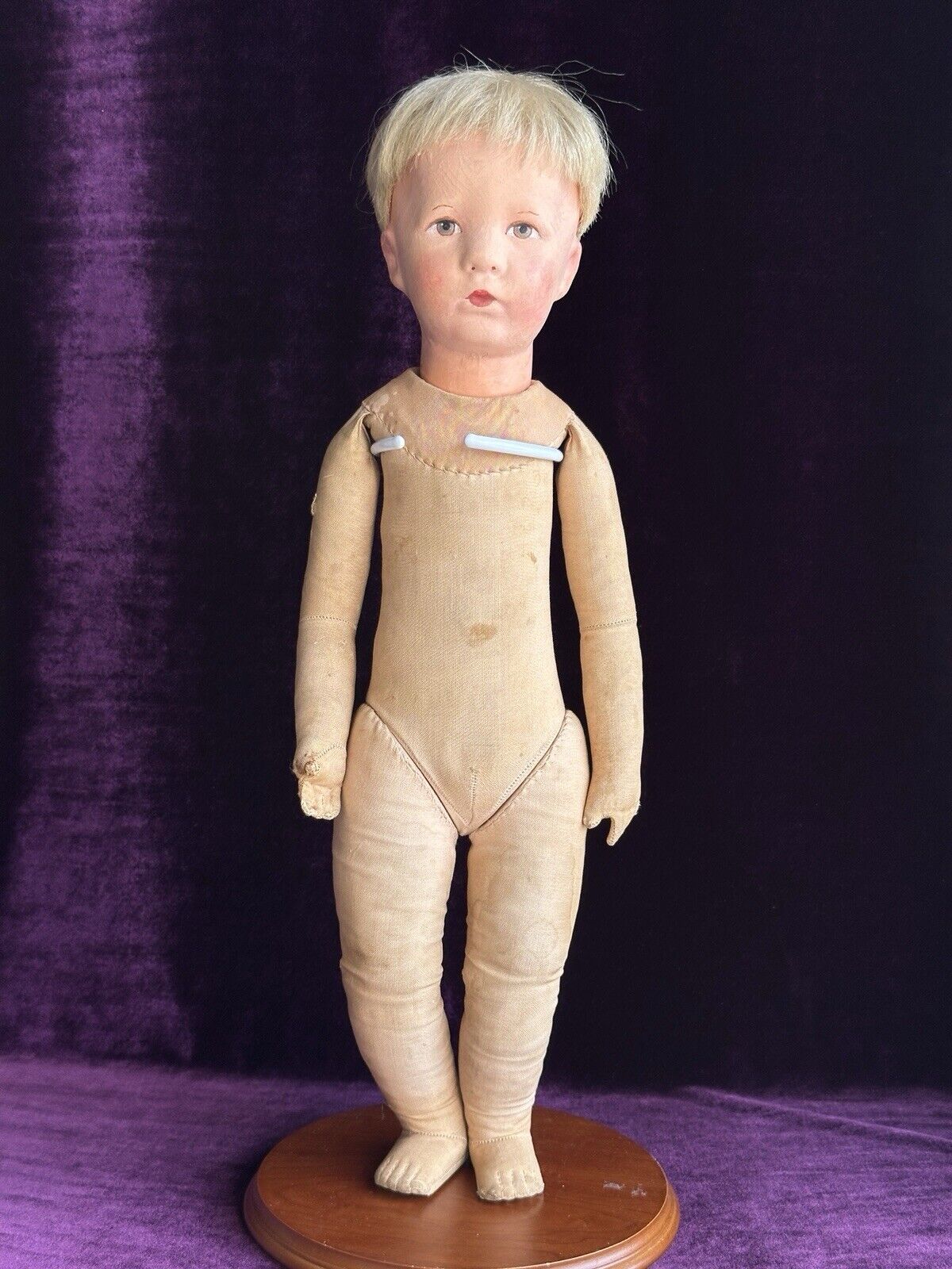 Antique German Kathe Kruse 19” Friedebald Cloth Boy Doll Swivel Head