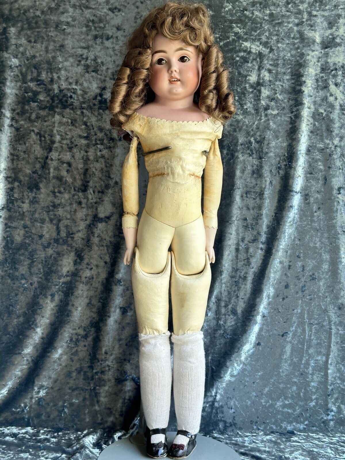 Large Antique German 29” Kestner Alphabetic Series Turned Bisque Head Doll