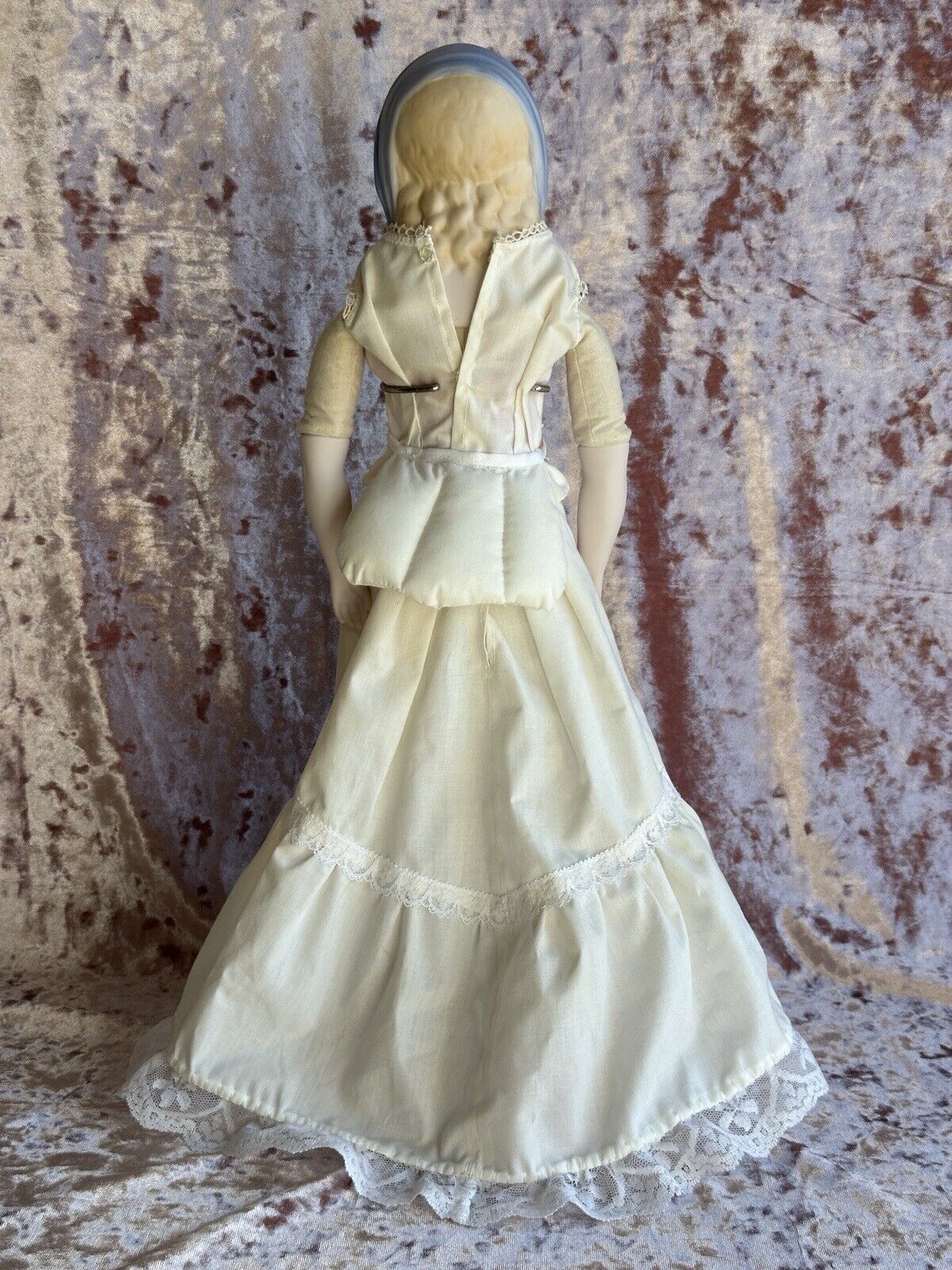 Vintage Emma Clear Queen Louise Blue Scarf Parian Lady Bisque Doll Glass Eyes