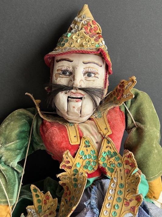 Antique Asian Burmese Folk Art Wooden Puppet Marionette Doll