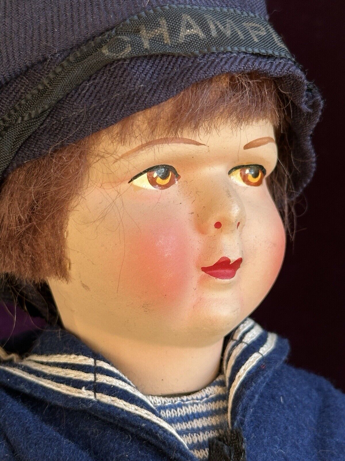 Vintage 12.5” French Raynal/Clelia/La Nicette (?) Style Cloth Sailor Boy Doll