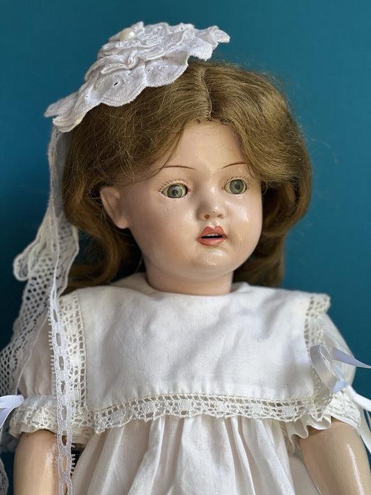 Rare Antique American 20” Composition Doll  by F.A.M. Doll Company