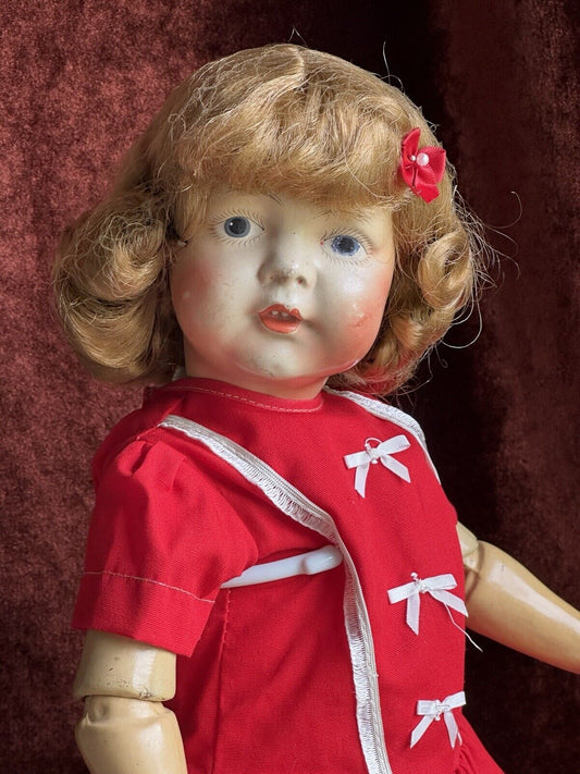 Unidentified Antique 19” American (?) German (?) Composition Jointed Girl Doll