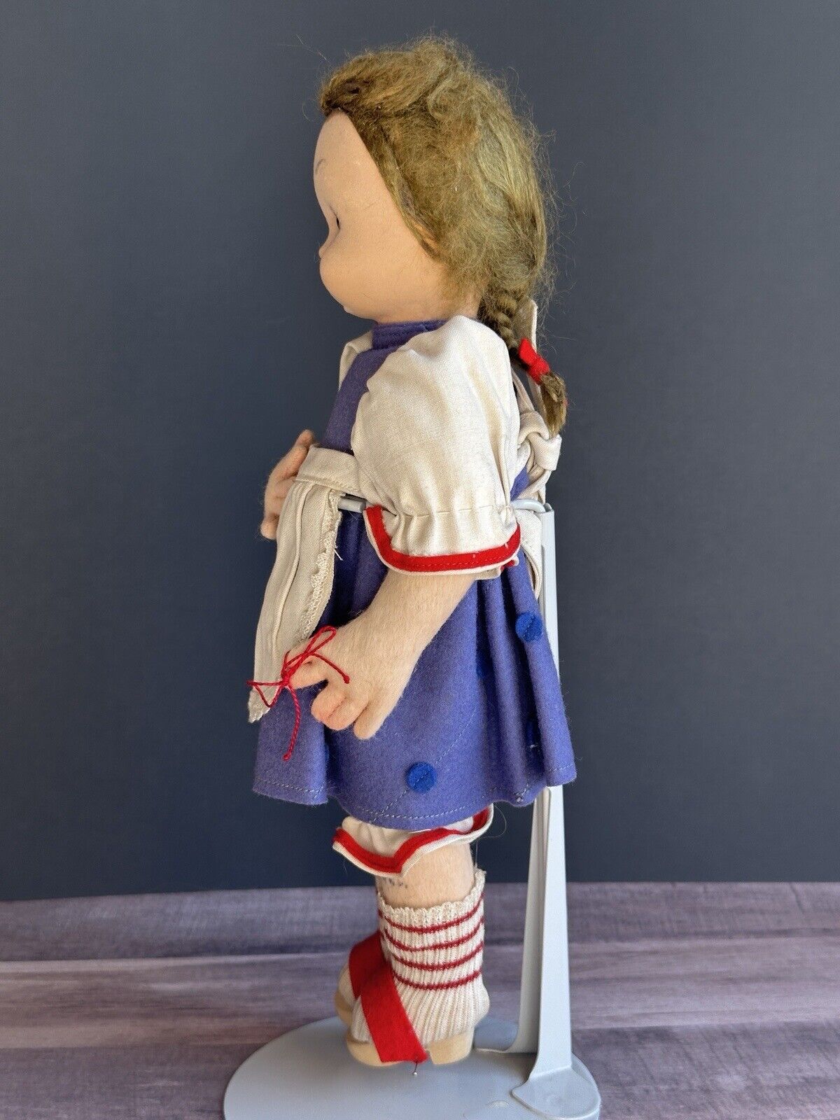 Vintage Italian 11” Lenci BC Model Cloth Felt Girl Doll