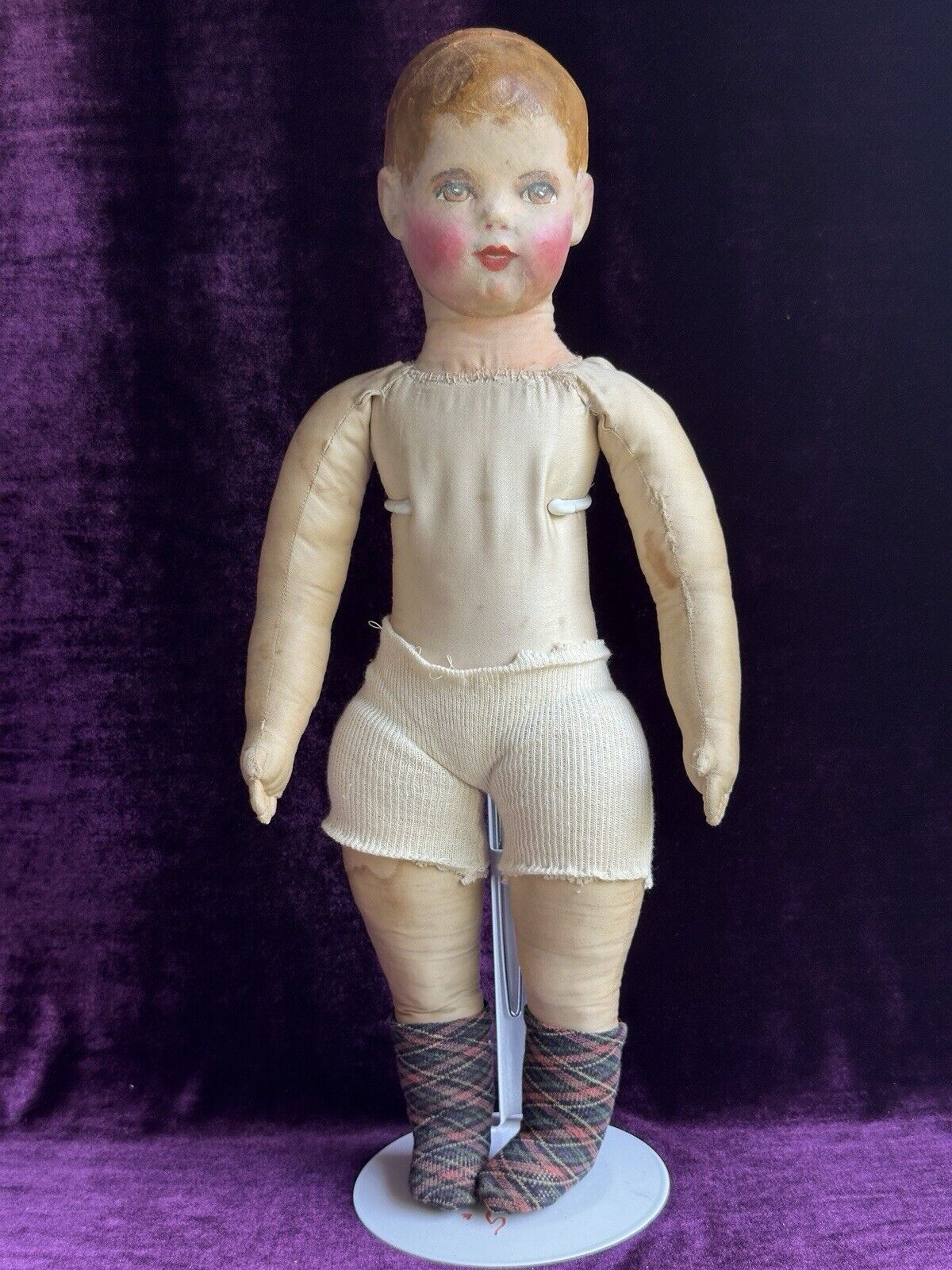 Antique French La Francia (?) 19” Kathe Kruse Style Marked Cloth Painted Doll