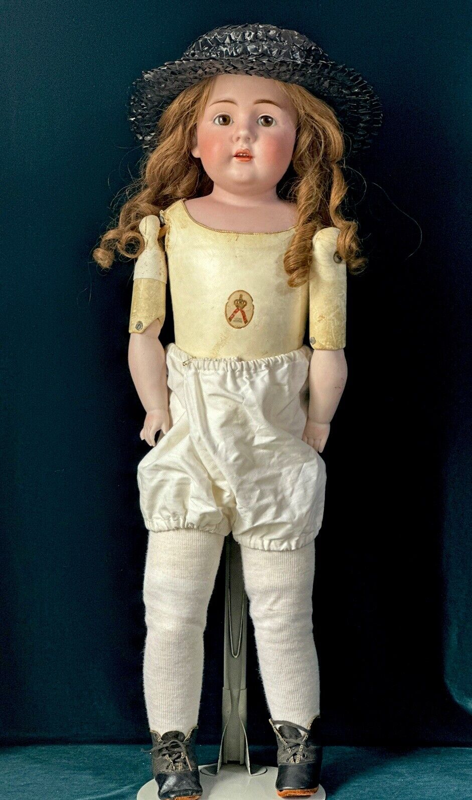 Large 30” JDK Kestner Mold 154  Bisque Head/Shoulder Leather Body Doll
