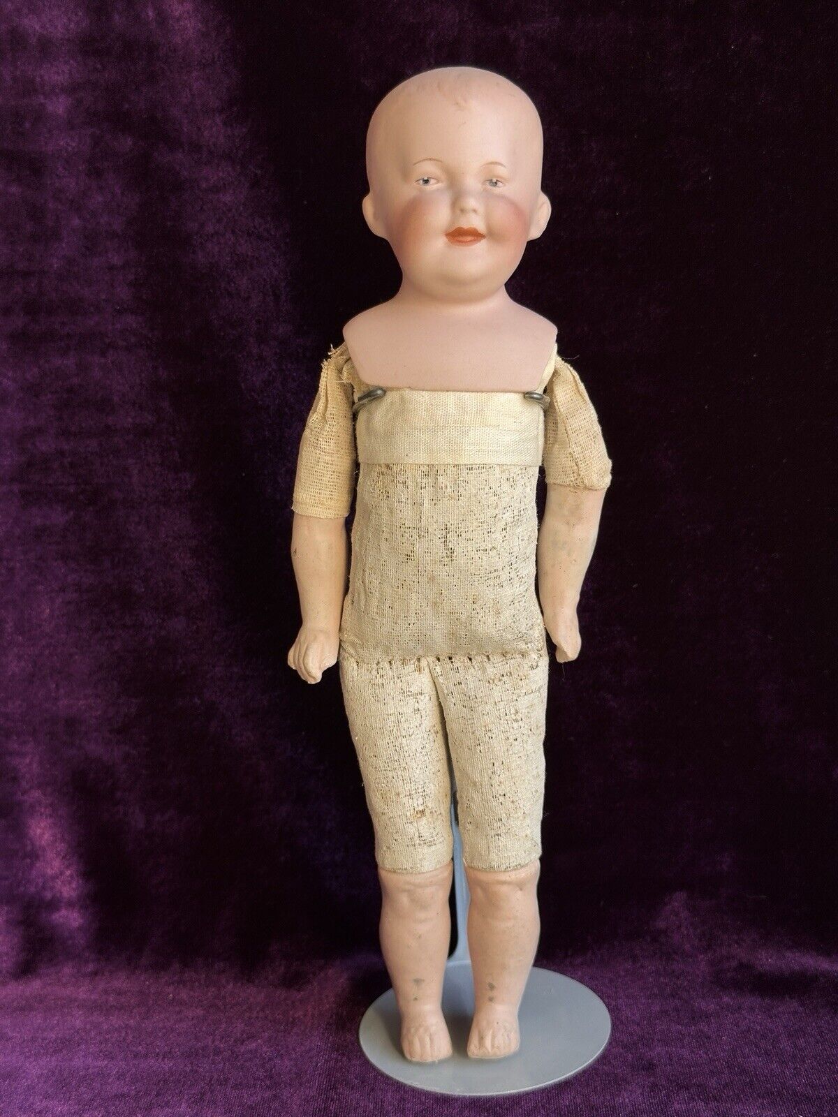 Antique German 11” Gebruder Heubach 7647 Bisque Shoulder Head Character Boy Doll