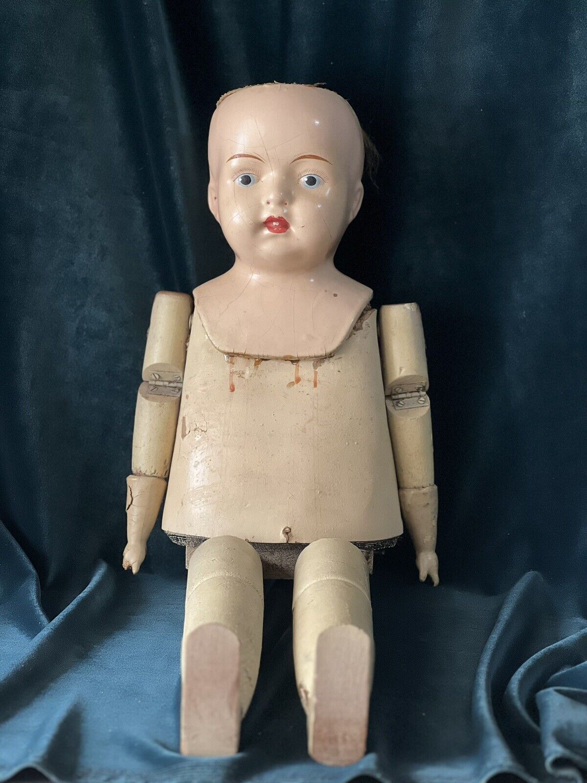 Antique 1920’s Wooden & Composition Babs The Walking 27” Doll by Harry H Coleman