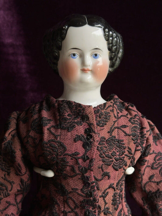 Antique German 19” Flat Top Highbrow China Shoulder Head Young Lady Doll