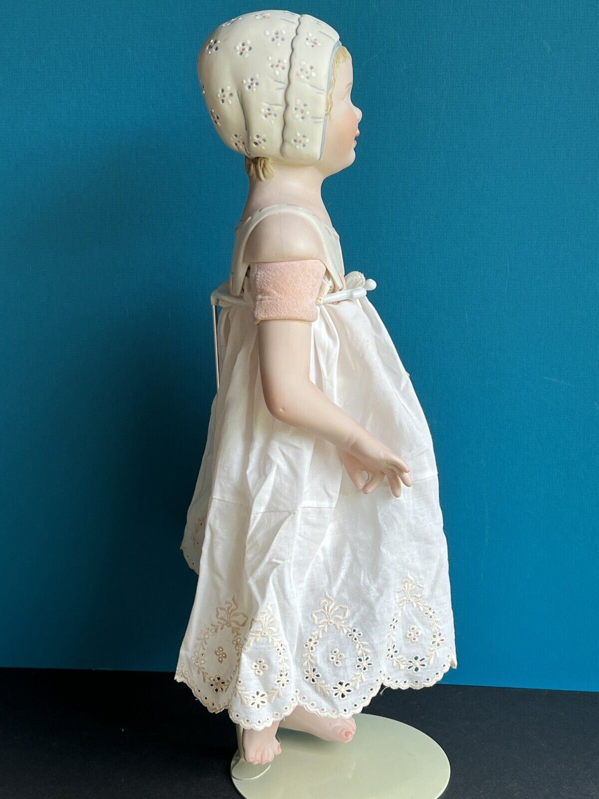 OOAK 19” Collectible Doll Hannah with Molded Bonnet Intaglio Eyes