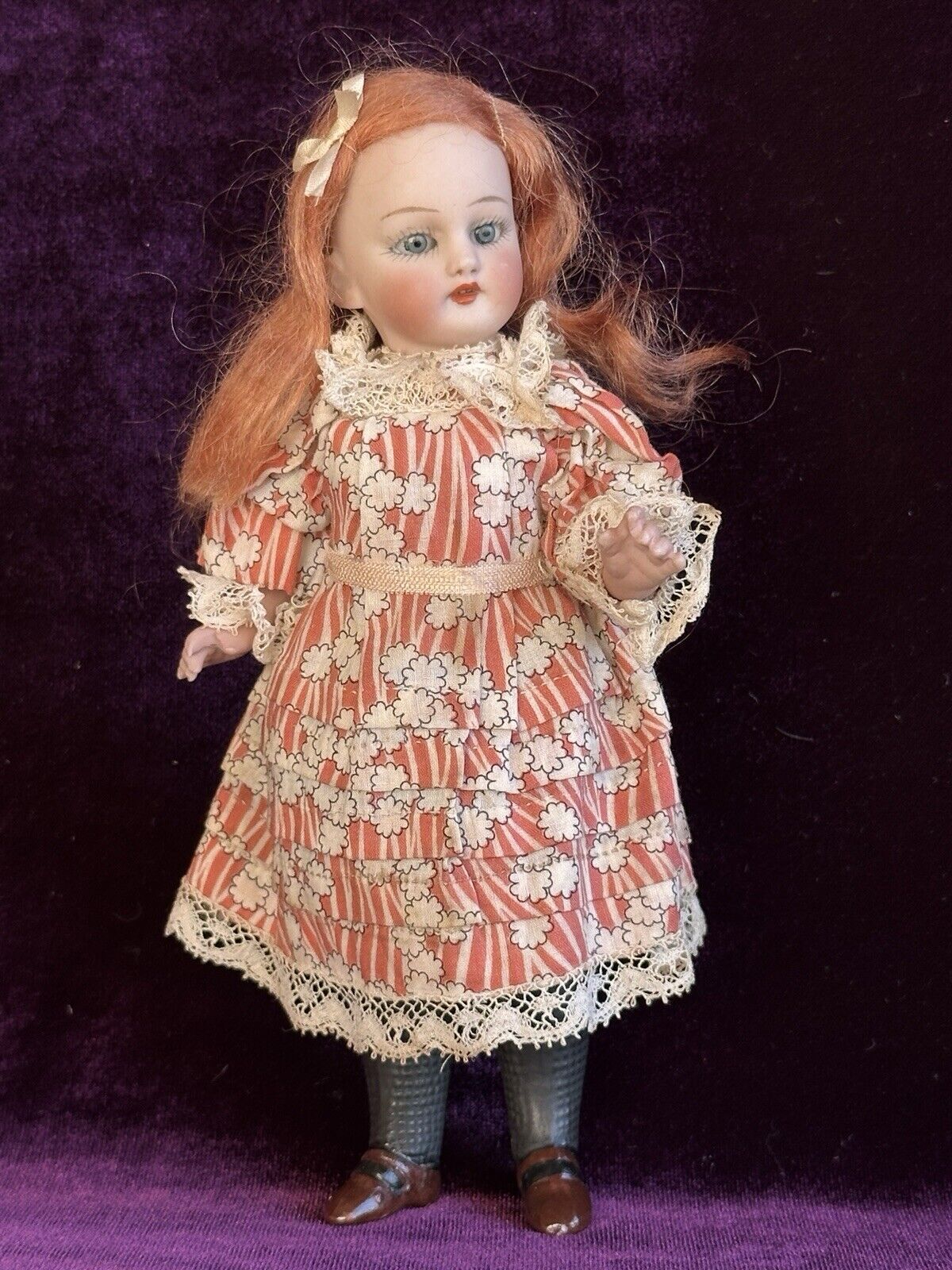 Antique German 6.875” Miniature All Bisque Simon Halbig Mignonette Doll