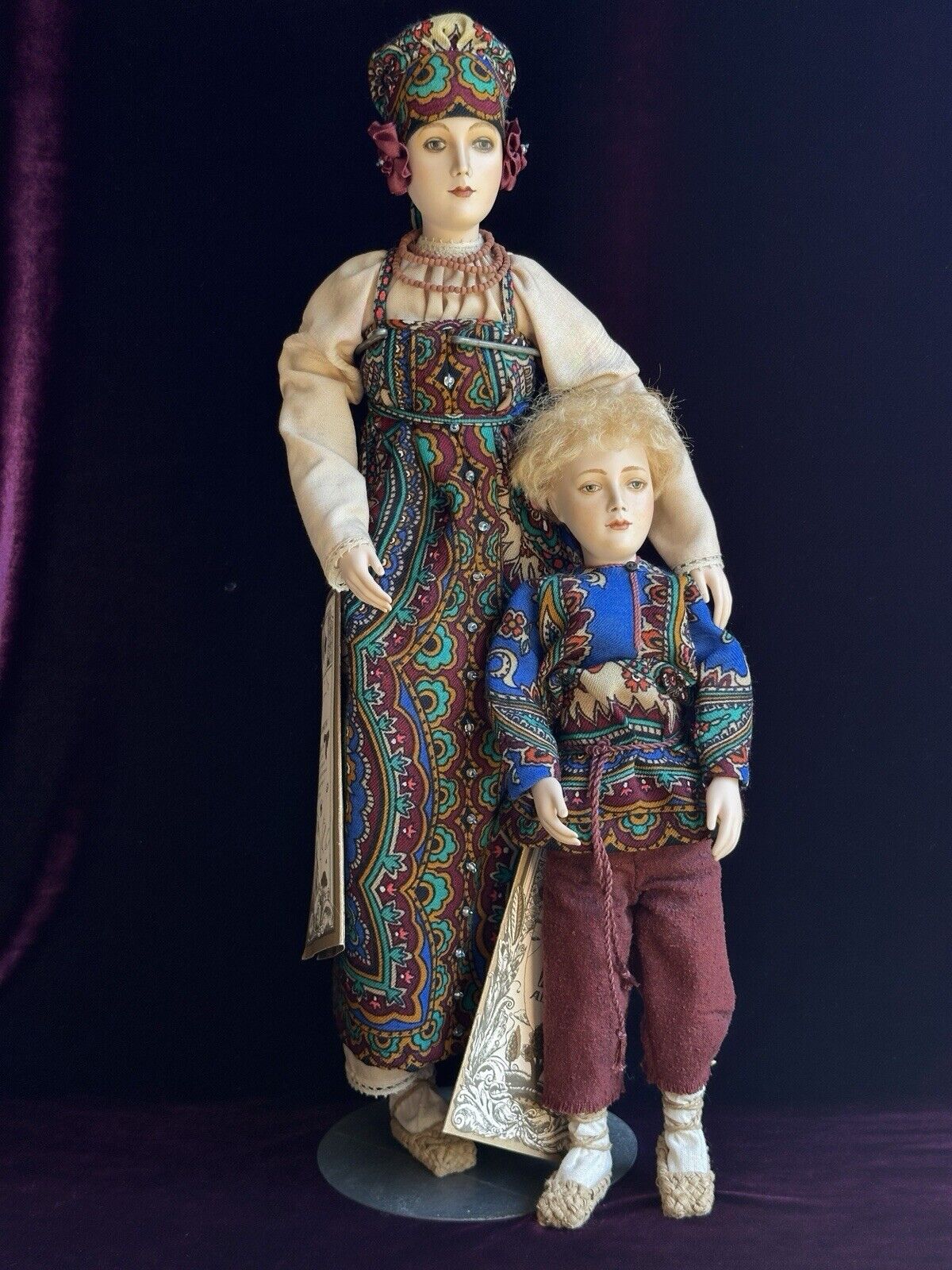 2 Porcelain Dolls Alyonoushka & Ivanushka by Russian Artist Alexandra Koukinova