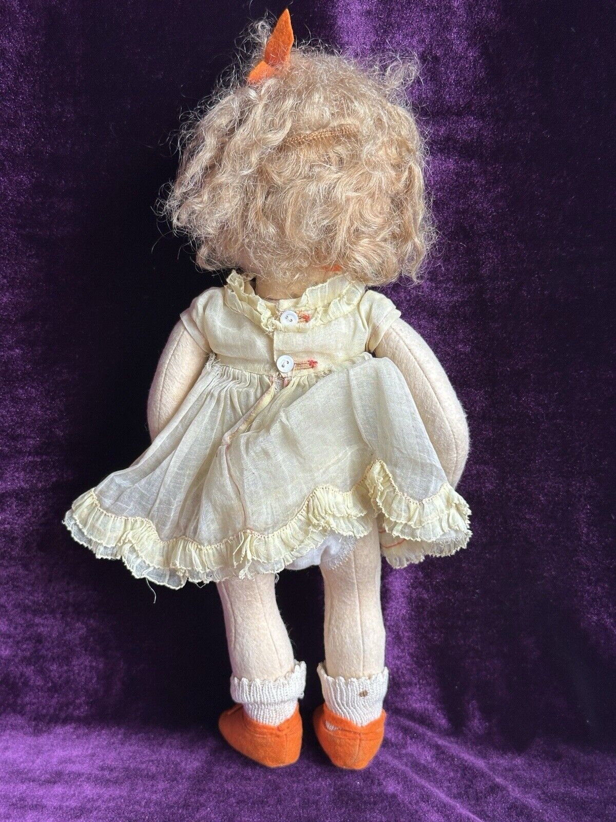 Vintage Italian 12”-13” Lenci Series 70 (?) Felt Cloth Girl Doll