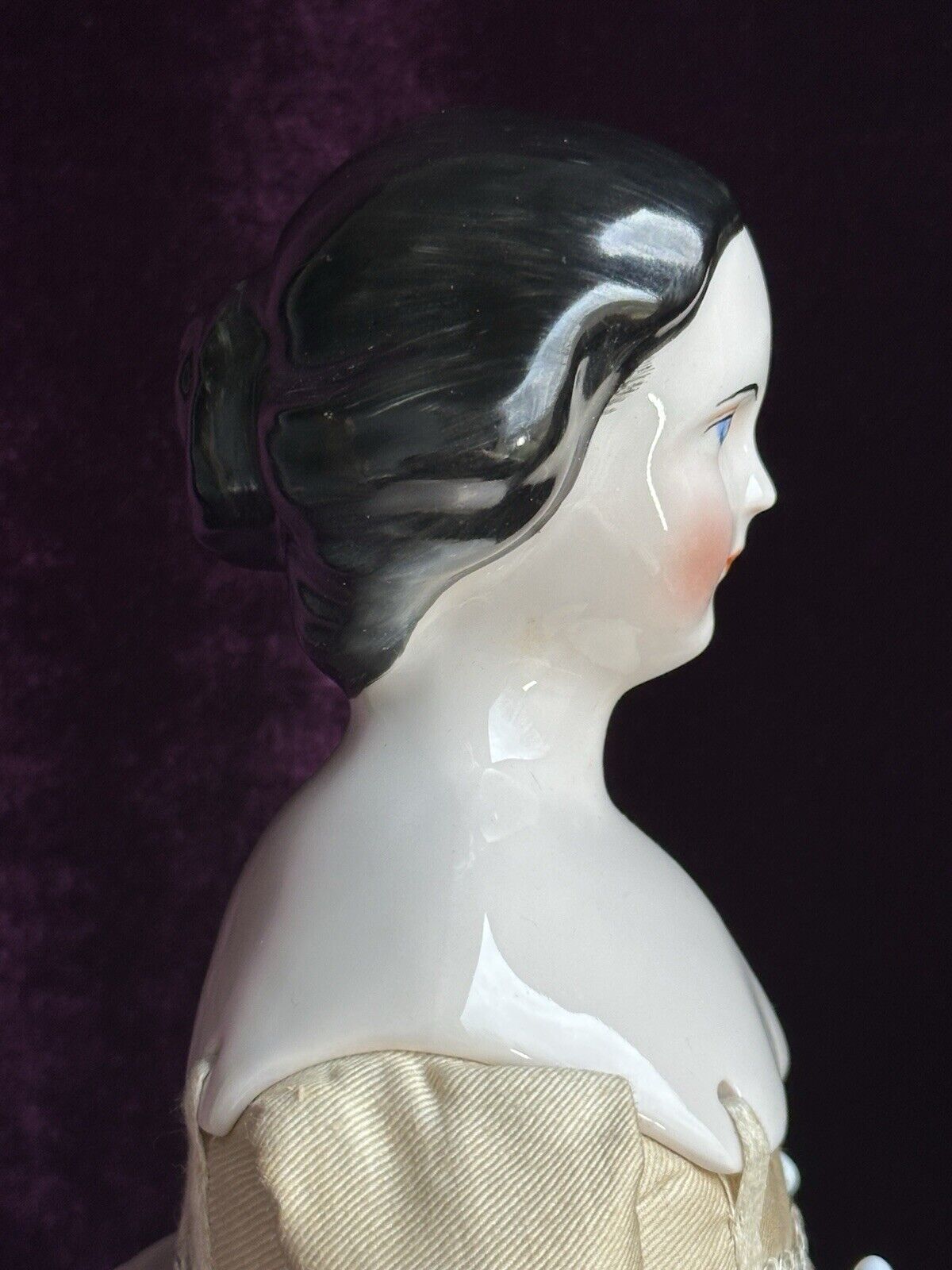 Vintage Reproduction of Antique German Jenny Lind China Head Doll by Emma Clear