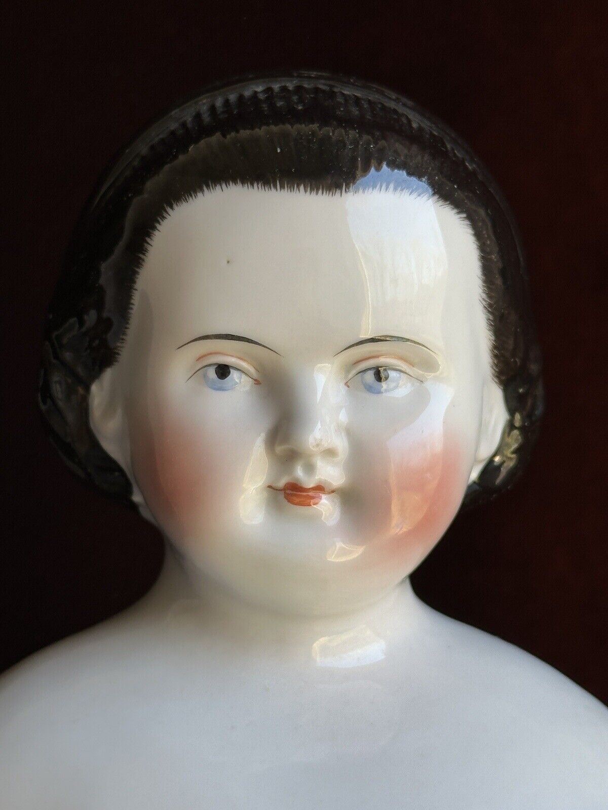 Antique German 21” Alice Hairdo with Snood Brunette China Shoulder Head Doll