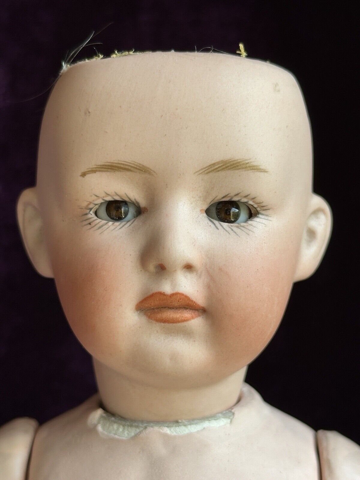 Antique German 10” Gebruder Heubach 6970 Bisque Pouty Closed Mouth Baby Doll