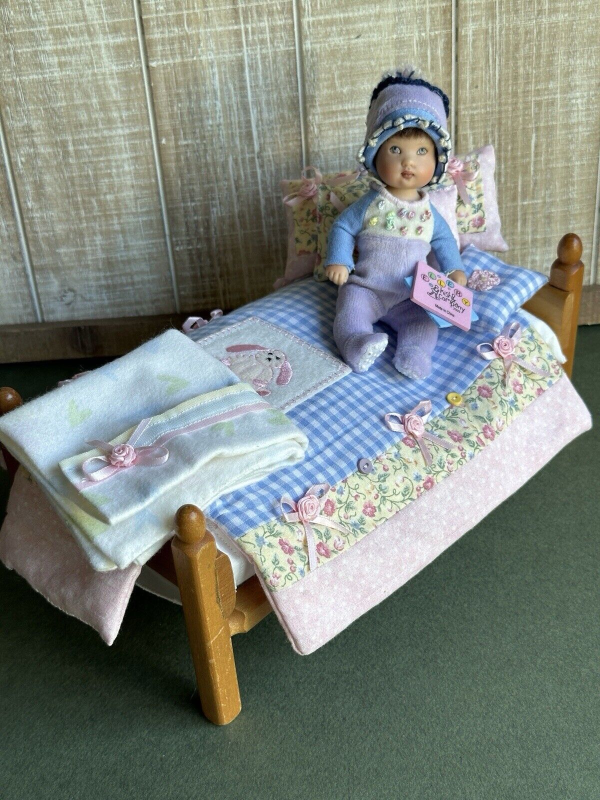 Helen Kish Ellery 6" Vinyl Baby Doll Riley's World with Bed and Bedding Set