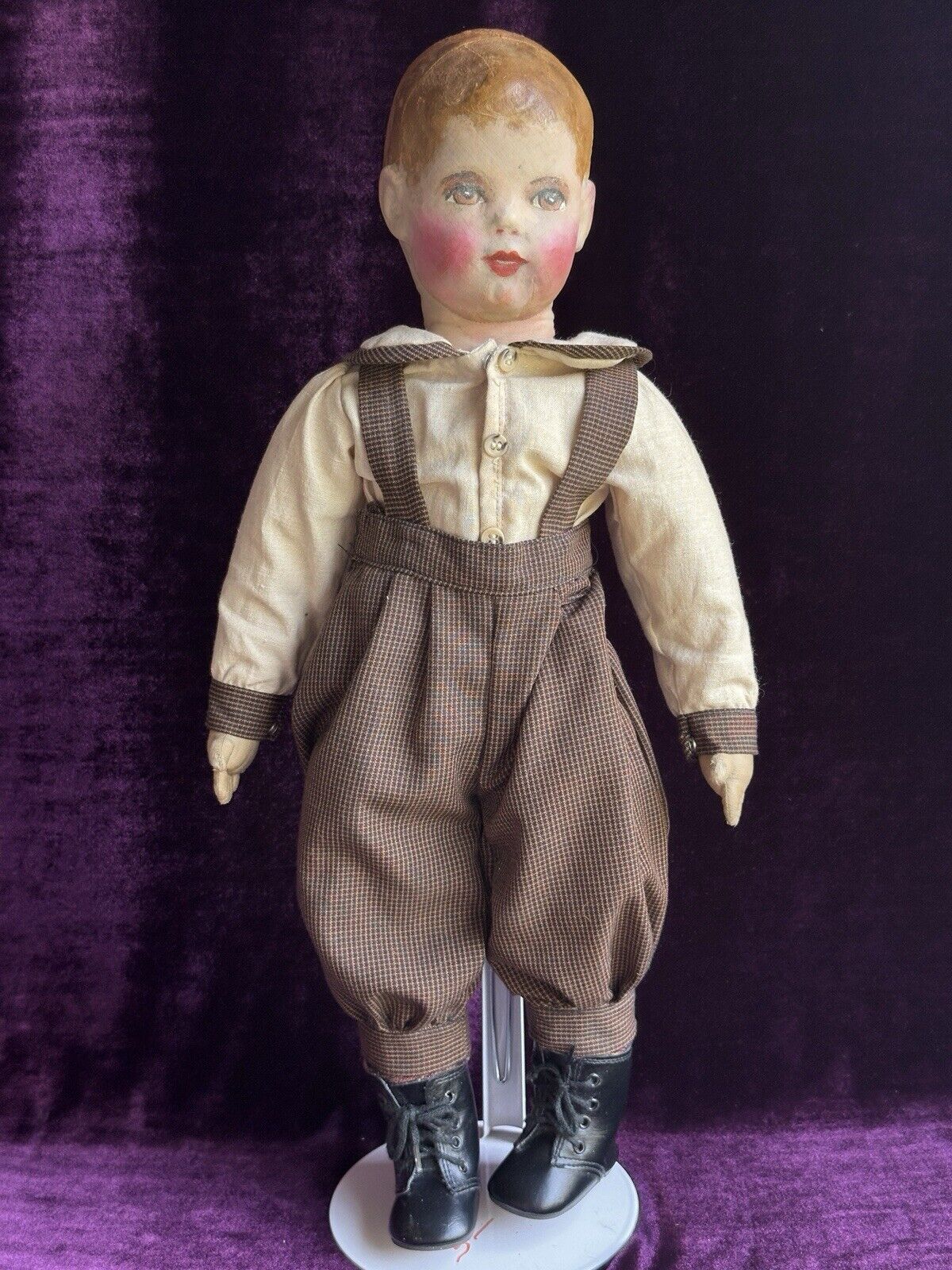 Antique French La Francia (?) 19” Kathe Kruse Style Marked Cloth Painted Doll