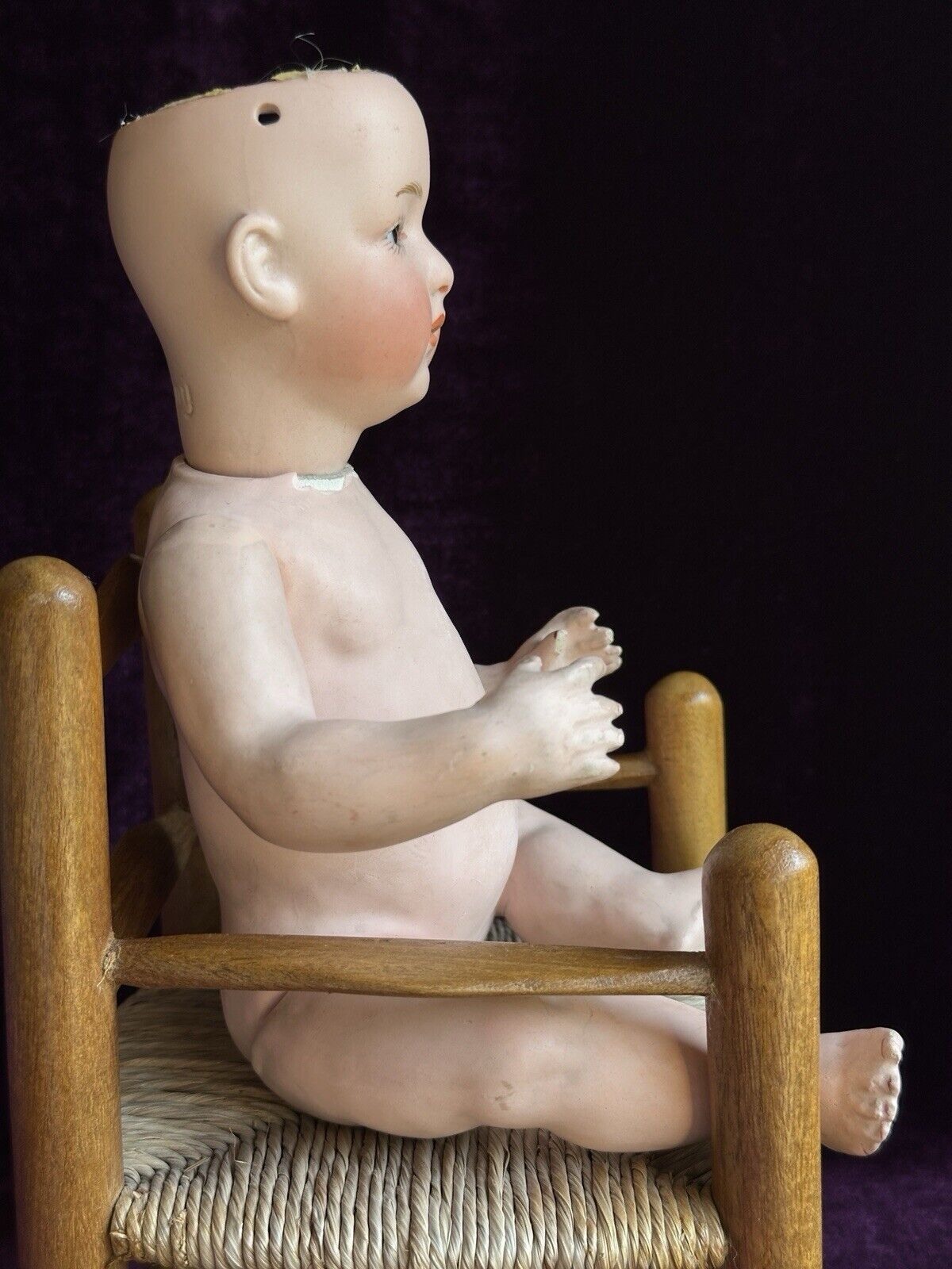 Antique German 10” Gebruder Heubach 6970 Bisque Pouty Closed Mouth Baby Doll