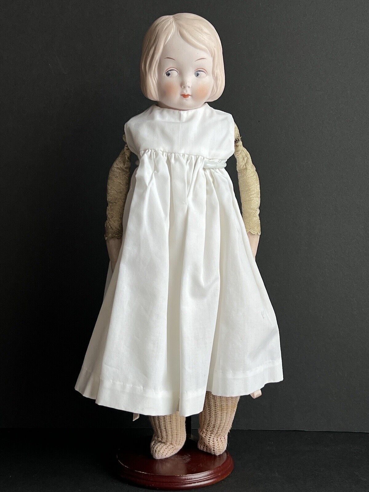 Antique German Gebruder Heubach (?) Bisque Shoulder Head Googly Eye Doll