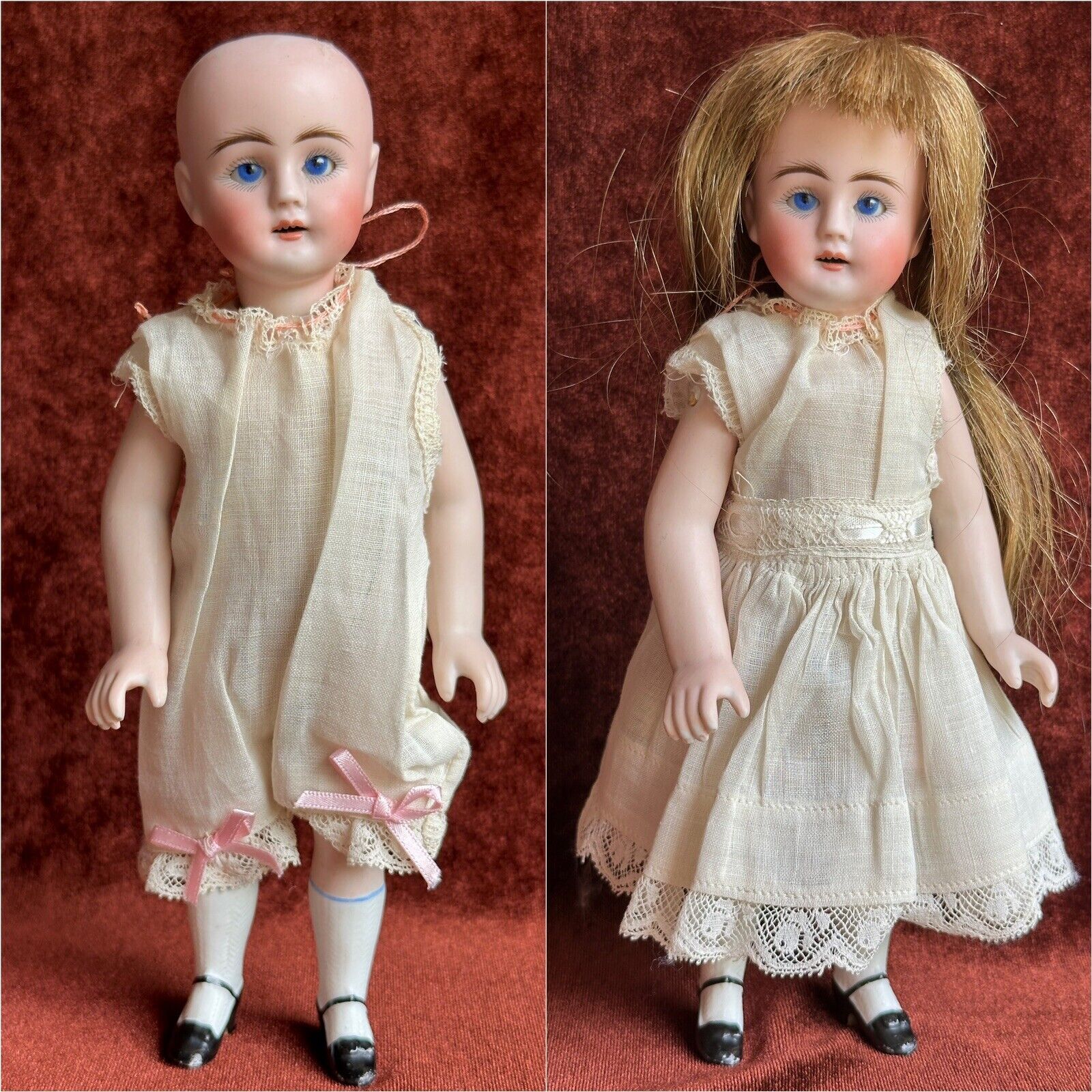 Antique German 8” All Bisque Gebruder Kuhnlenz (?) 49-12 Mignonette Doll